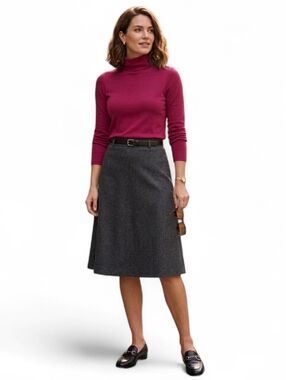 L.L. Bean Pima Cotton Interlock Turtleneck Top Berry Magenta Large Petite